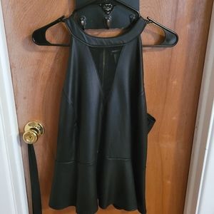 Ashley Stewart pendulum faux leather blouse, size US 18